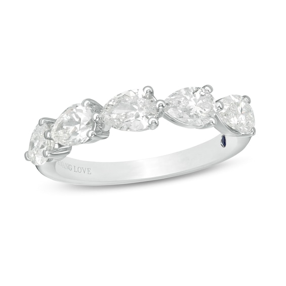 Vera Wang Love Collection 1-1/2 CT. T.w. Certified Pear-Shaped Diamond Band in 14K White Gold (I/Si2)