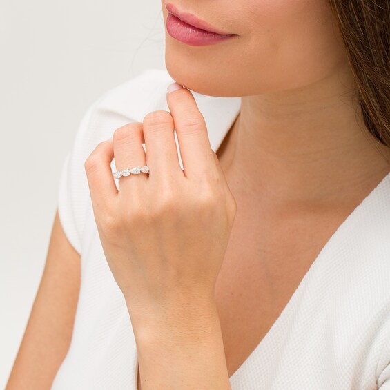 Vera Wang Love Collection 1-1/2 CT. T.w. Certified Pear-Shaped Diamond Band in 14K White Gold (I/Si2)