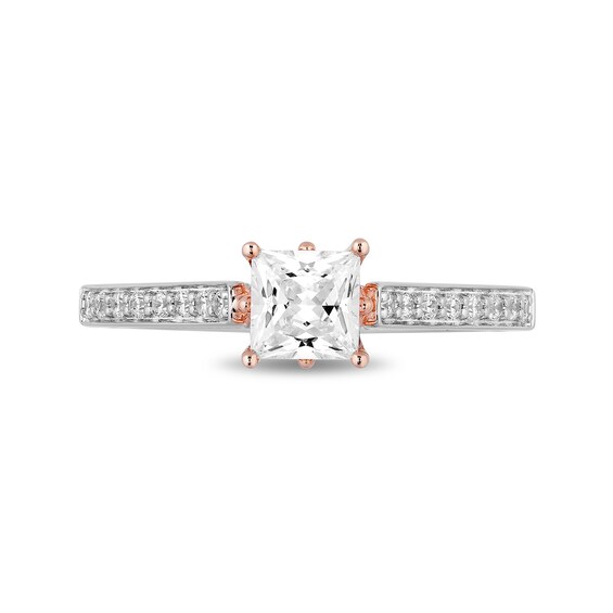 Enchanted Disney Princess 1 CT. T.w. Princess-Cut Diamond Engagement Ring in 14K Two-Tone Gold