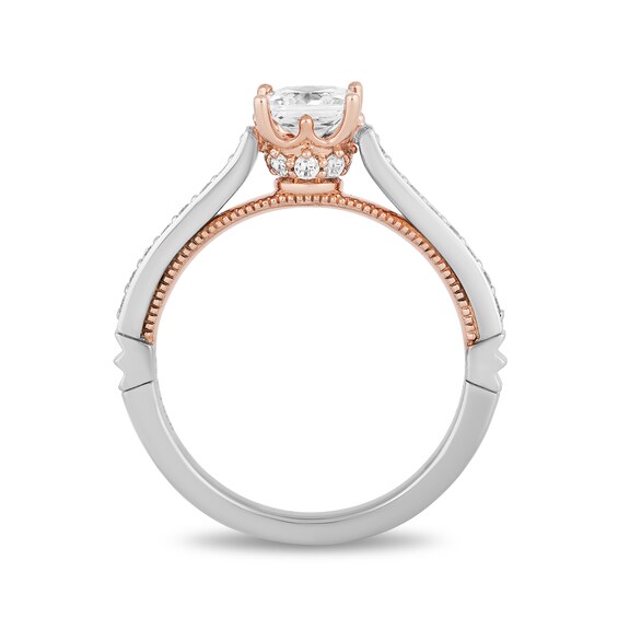 Enchanted Disney Princess 1 CT. T.w. Princess-Cut Diamond Engagement Ring in 14K Two-Tone Gold