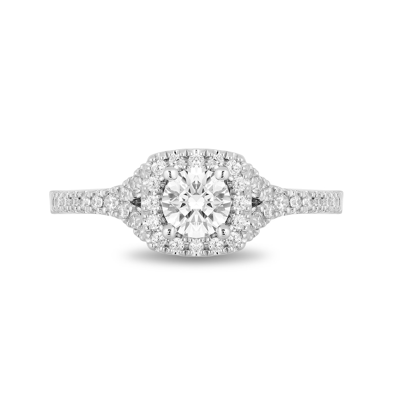 Main Image 3 of Enchanted Disney Ariel 3/4 CT. T.W. Diamond Cushion Frame Engagement Ring in 14K Two-Tone Gold