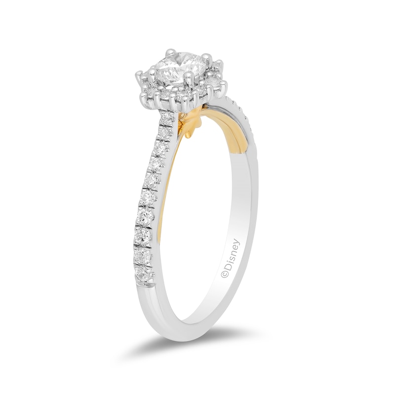 Main Image 2 of Enchanted Disney Tinker Bell 3/4 CT. T.W. Diamond Hexagon Frame Engagement Ring in 14K Two-Tone Gold