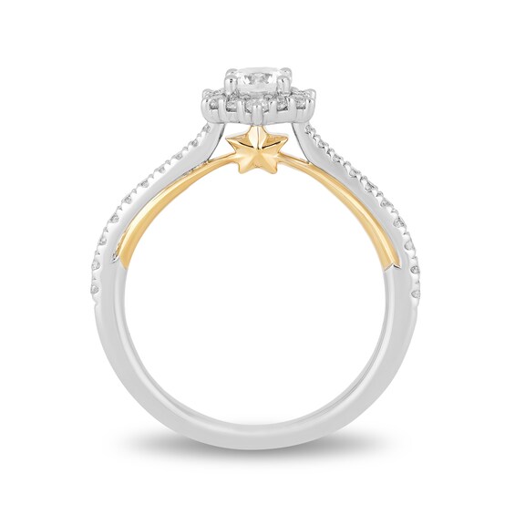 Enchanted Disney Tinker Bell 3/4 CT. T.w. Diamond Hexagon Frame Engagement Ring in 14K Two-Tone Gold