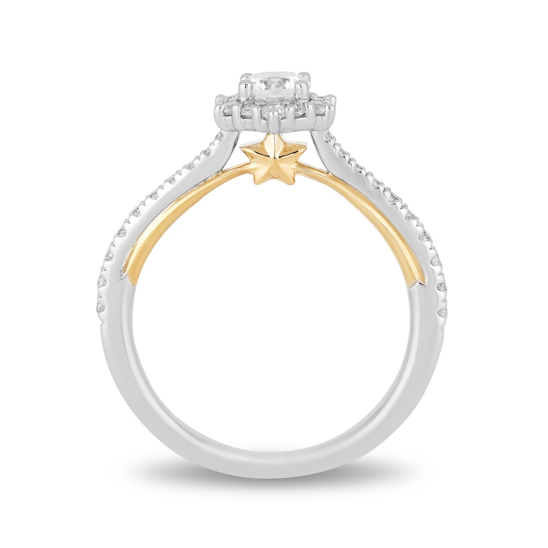 Main Image 4 of Enchanted Disney Tinker Bell 3/4 CT. T.W. Diamond Hexagon Frame Engagement Ring in 14K Two-Tone Gold