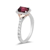 Thumbnail Image 1 of Enchanted Disney Mulan Emerald-Cut Rhodolite Garnet and 1/2 CT. T.W. Diamond Frame Engagement Ring in 14K Two-Tone Gold