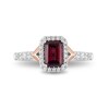 Thumbnail Image 2 of Enchanted Disney Mulan Emerald-Cut Rhodolite Garnet and 1/2 CT. T.W. Diamond Frame Engagement Ring in 14K Two-Tone Gold