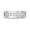 Thumbnail Image 3 of Vera Wang Love Collection Men's 1 CT. T.W. Diamond and Blue Sapphire Eleven Stone Wedding Band in 14K White Gold