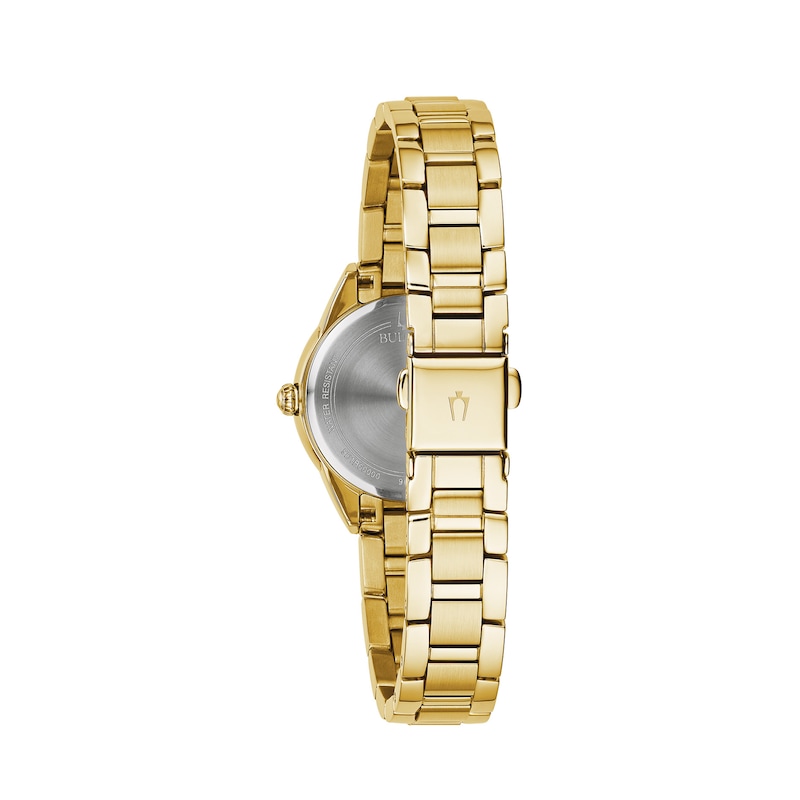 Main Image 3 of Ladies' Bulova Sutton Diamond Accent Gold-Tone Watch with White Dial (Model: 97P150)