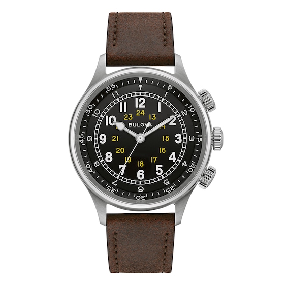 Men's Bulova Aerojet Automatic Strap Watch with Black Dial (Model: 96A245)