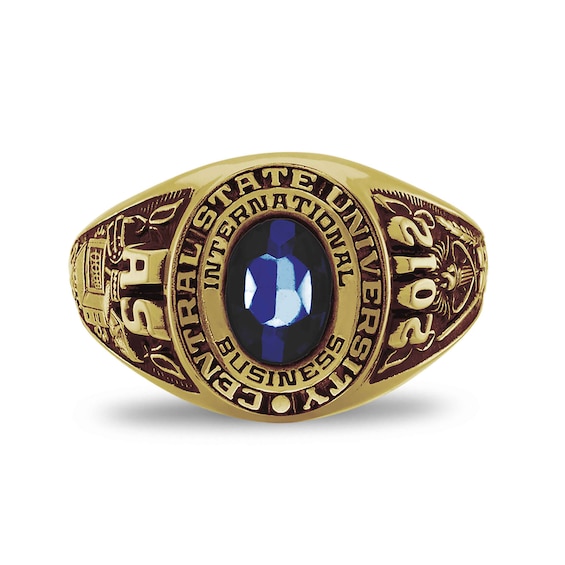 Ladies' Oval Simulated Birthstone College Class Ring by ArtCarved (1
