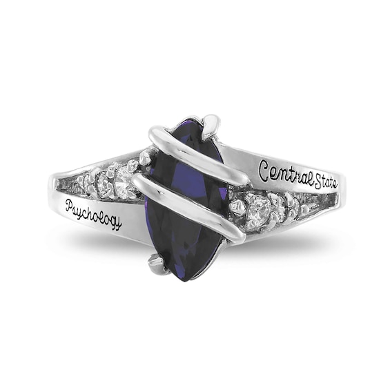 Ladies' Marquise Simulated Birthstone and 1/8 CT. T.W. Diamond Swirl