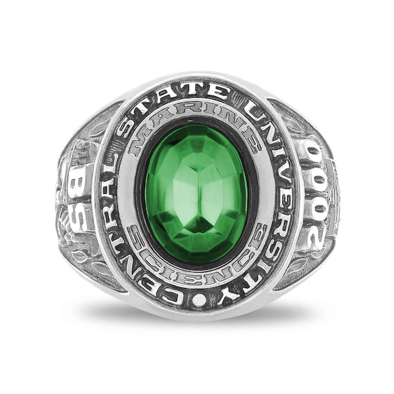 Oval Simulated Birthstone College Class Ring by ArtCarved (1 Stone)