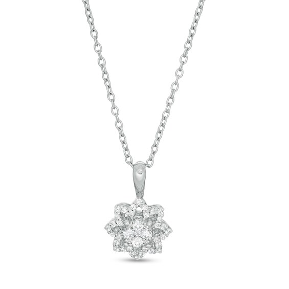 1 4 Ct T W Composite Diamond Frame Flower Pendant In 10k White Gold From Zales Ibt - Diamond Shadow Heart Pendant 10k White Gold
