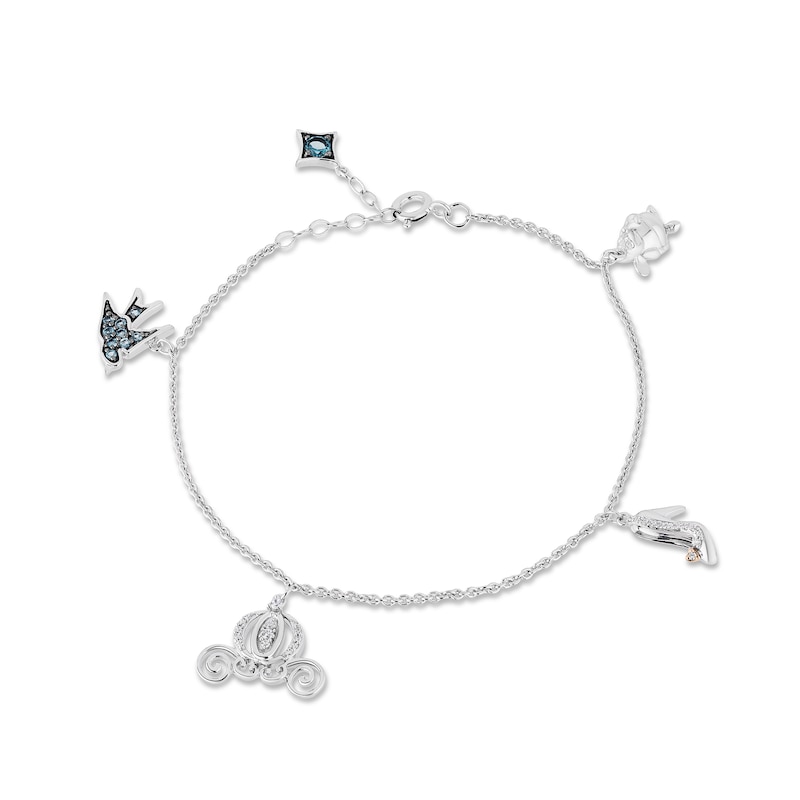 Main Image 1 of Collector's Edition Enchanted Disney Cinderella Blue Topaz and Diamond Bracelet in Sterling Silver and 10K Rose Gold