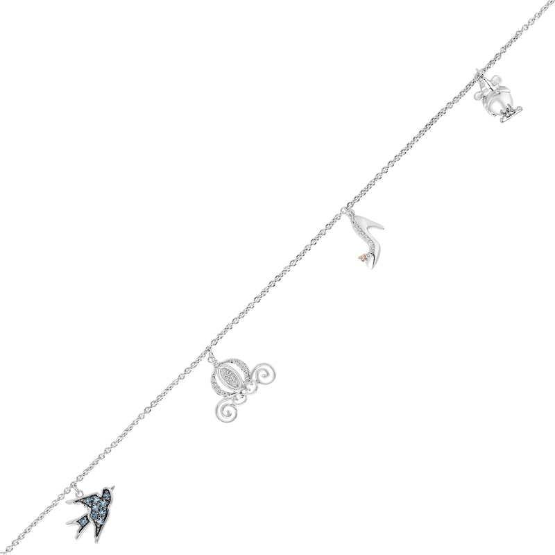 Main Image 2 of Collector's Edition Enchanted Disney Cinderella Blue Topaz and Diamond Bracelet in Sterling Silver and 10K Rose Gold