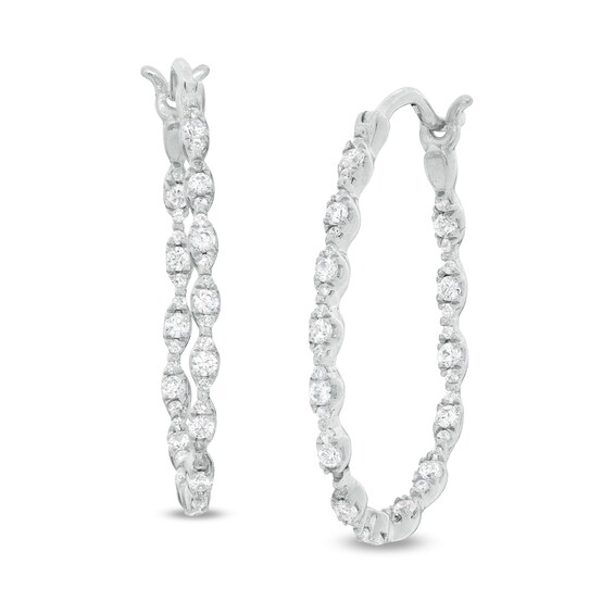 1/2 CT. T.W. Diamond Marquise Inside-Out Hoop Earrings in 10K White Gold 1/2 CT. T.W. Diamond Marquise Inside-Out Hoop Earrings in 10K White Gold