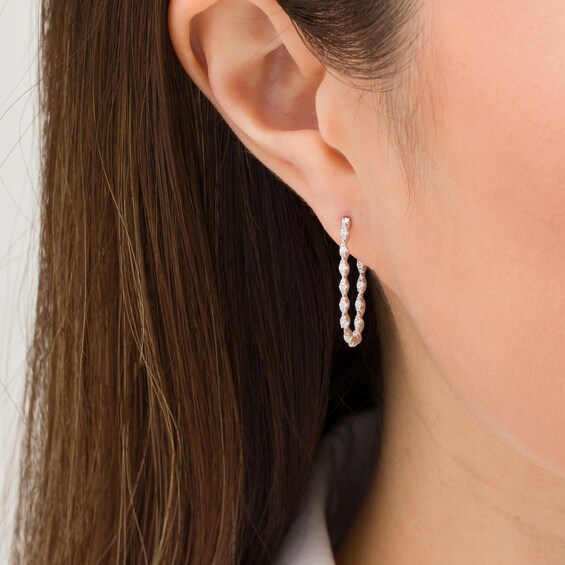 1/2 CT. T.W. Diamond Marquise Inside-Out Hoop Earrings in 10K White Gold 1/2 CT. T.W. Diamond Marquise Inside-Out Hoop Earrings in 10K White Gold