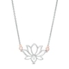 Thumbnail Image 1 of 1/10 CT. T.W. Diamond Lotus Flower Necklace in Sterling Silver and 14K Rose Gold Plate