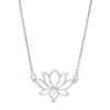 Thumbnail Image 0 of 1/10 CT. T.W. Diamond Lotus Flower Necklace in Sterling Silver and 14K Rose Gold Plate