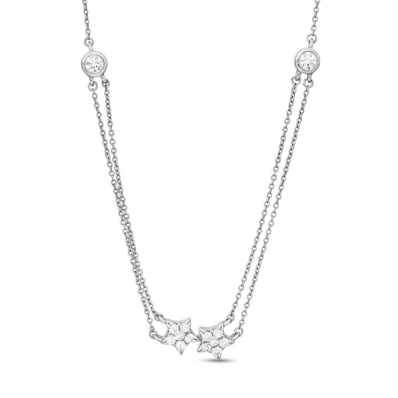 1/2 CT. T.W. Diamond Double Strand Star Necklace in Sterling Silver