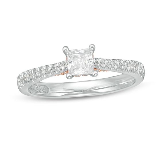 Zales Private Collection 5/8 CT. T.w. Certified Princess-Cut Diamond Engagement Ring in 14K Two-Tone Gold (F/I1)