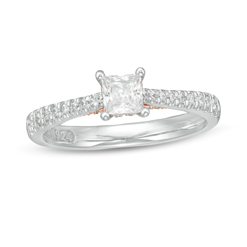 Main Image 1 of Zales Private Collection 5/8 CT. T.W. Certified Princess-Cut Diamond Engagement Ring in 14K Two-Tone Gold (F/I1)
