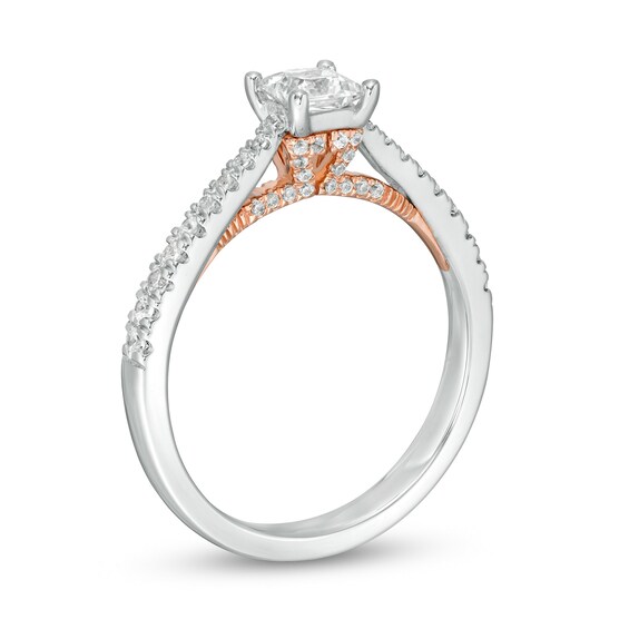 Zales Private Collection 5/8 CT. T.w. Certified Princess-Cut Diamond Engagement Ring in 14K Two-Tone Gold (F/I1)