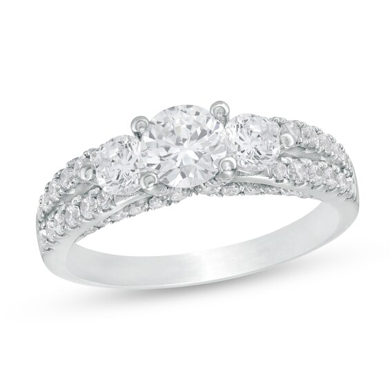1-3/4 CT. T.w. Diamond Past Present Future® Double Row Engagement Ring in 14K White Gold