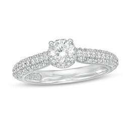 Zales Private Collection 7/8 CT. T.W. Certified Diamond Frame Engagement Ring in 14K White Gold (F/I1)