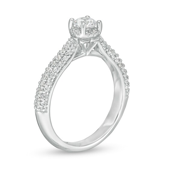 Zales Private Collection 7/8 CT. T.w. Certified Diamond Frame Engagement Ring in 14K White Gold (F/I1)
