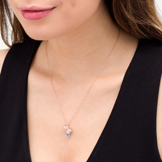 5.0mm Heart-Shaped Swiss Blue Topaz Butterfly Pendant in 10K Rose Gold 5.0mm Heart-Shaped Swiss Blue Topaz Butterfly Pendant in 10K Rose Gold