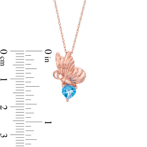 5.0mm Heart-Shaped Swiss Blue Topaz Butterfly Pendant in 10K Rose Gold 5.0mm Heart-Shaped Swiss Blue Topaz Butterfly Pendant in 10K Rose Gold