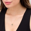 Thumbnail Image 1 of 5.0mm Heart-Shaped Lab-Created Emerald and 1/20 CT. T.W. Diamond Angel Pendant in 10K Gold