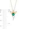 Thumbnail Image 2 of 5.0mm Heart-Shaped Lab-Created Emerald and 1/20 CT. T.W. Diamond Angel Pendant in 10K Gold