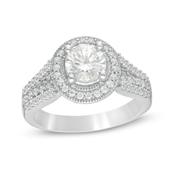 1-5/8 CT. T.W. Diamond Vintage-Style Split Shank Engagement Ring in 14K White Gold 1-5/8 CT. T.W. Diamond Vintage-Style Split Shank Engagement Ring in 14K White Gold
