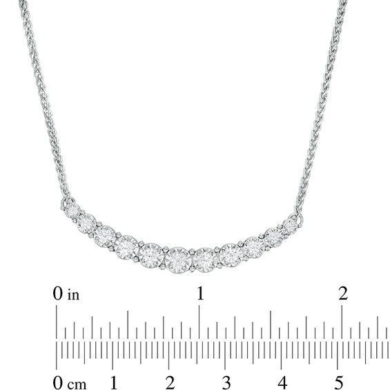 3/4 CT. T.W. Diamond Graduated Curved Bar Necklace in 10K White Gold 3/4 CT. T.W. Diamond Graduated Curved Bar Necklace in 10K White Gold