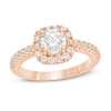 Thumbnail Image 1 of 1-1/2 CT. T.W. Diamond Cushion Frame Engagement Ring in 14K Rose Gold