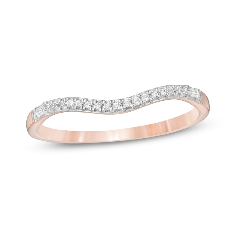 Main Image 1 of 1/10 CT. T.W. Diamond Contour Anniversary Band in 10K Rose Gold