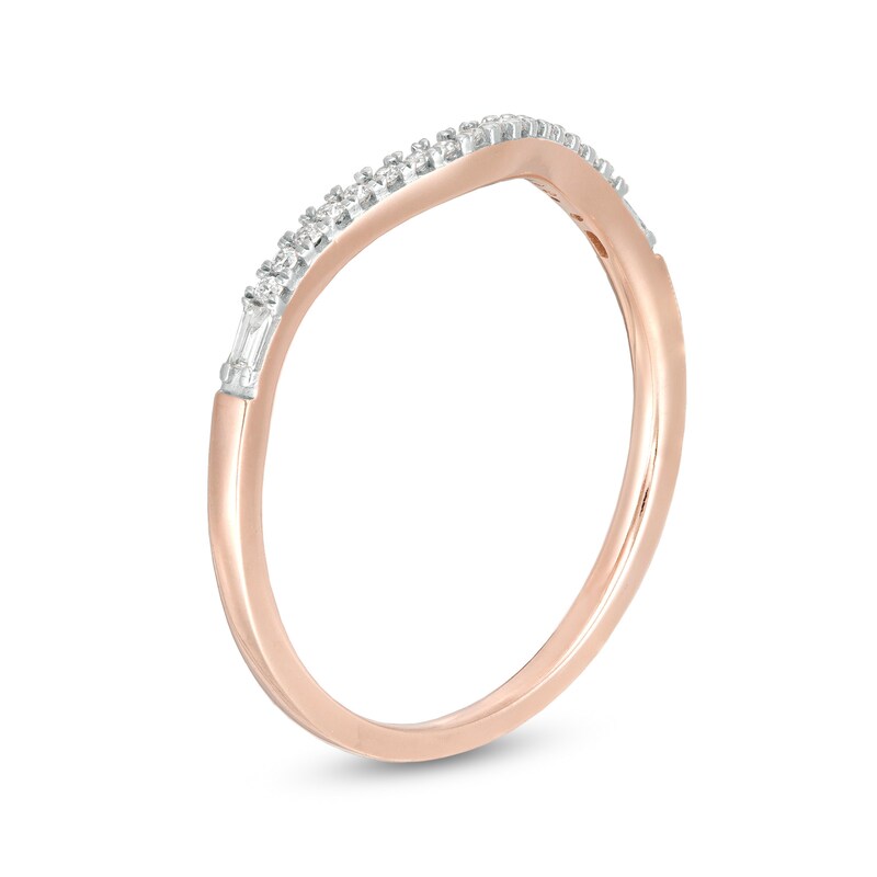 Main Image 3 of 1/10 CT. T.W. Diamond Contour Anniversary Band in 10K Rose Gold