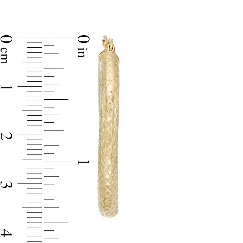 Main Image 2 of 35.0mm Diamond-Cut Tube Hoop Earrings in 10K Gold