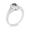 1/2 CT. T.W. Enhanced Black and White Diamond Pear-Shaped Frame Split Shank Engagement Ring in 10K White Gold