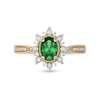 Thumbnail Image 2 of Oval Emerald and 1/10 CT. T.W. Diamond Sunburst Frame Vintage-Style Tapered Shank Ring in 10K Gold