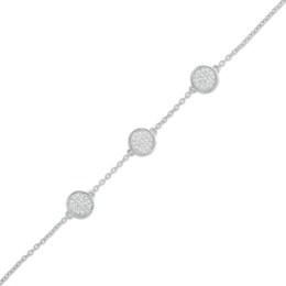 1/5 CT. T.W. Composite Diamond Triple Circle Station Bracelet in 10K White Gold