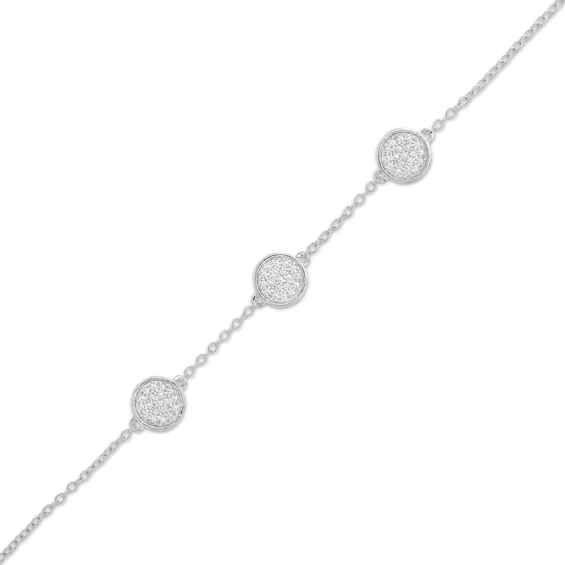 1/5 CT. T.W. Composite Diamond Triple Circle Station Bracelet in 10K White Gold