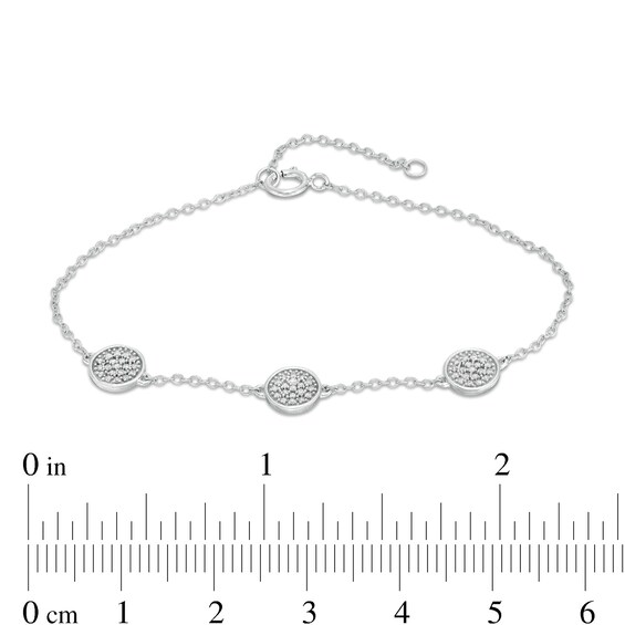 1/5 CT. T.w. Composite Diamond Triple Circle Station Bracelet in 10K White Gold