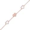 Thumbnail Image 1 of 1/5 CT. T.W. Diamond Hearts Station Bracelet in 10K Rose Gold