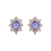 Oval Tanzanite and 1/8 CT. T.W. Diamond Starburst Frame Vintage-Style Stud Earrings in 10K Rose Gold