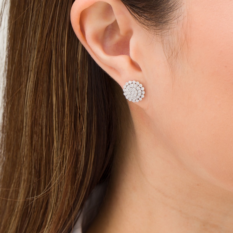 Main Image 2 of 1/5 CT. T.W. Composite Diamond Scallop Frame Stud Earrings in Sterling Silver