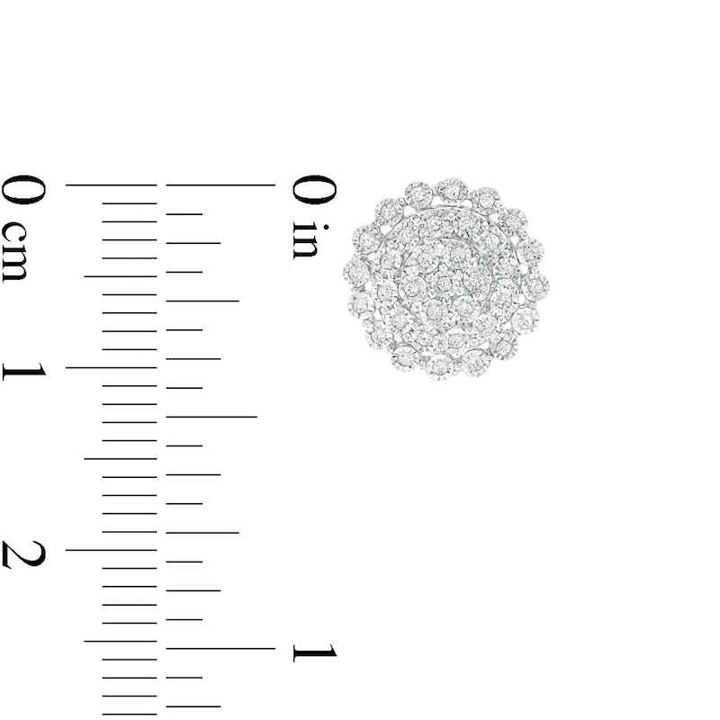 Main Image 3 of 1/5 CT. T.W. Composite Diamond Scallop Frame Stud Earrings in Sterling Silver