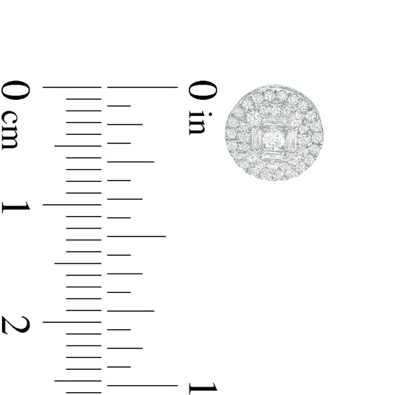 1/2 CT. T.w. Multi-Diamond Multi-Row Stud Earrings in 10K White Gold